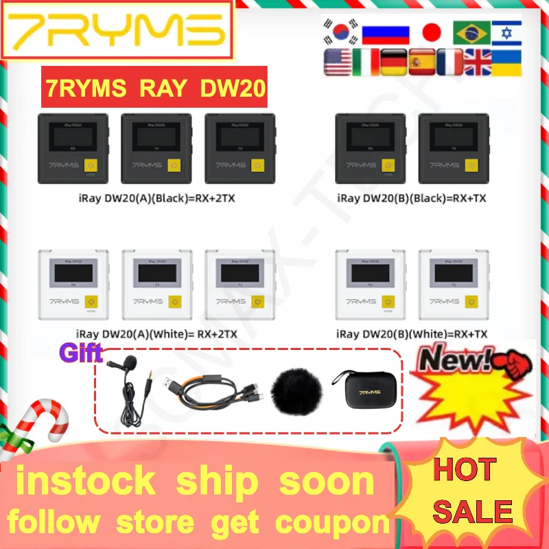 Беспроводной петличный микрофон 7RYMS RAY DW20 передатчик приемник UHF Аудио Микрофон