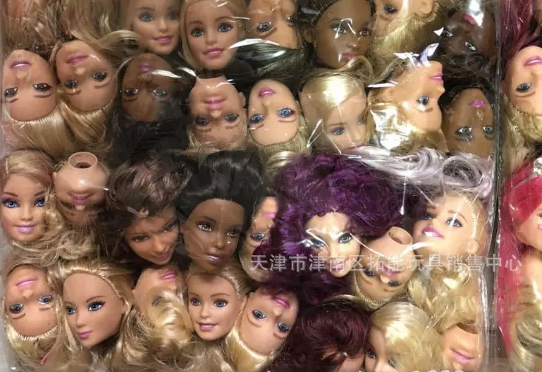 1-10Pcs Fashion Style Perfect Doll Heads Silver Hair Jute Red Hair Doll Accessories Girl DIY Dressing Princess Toy Doll Heads