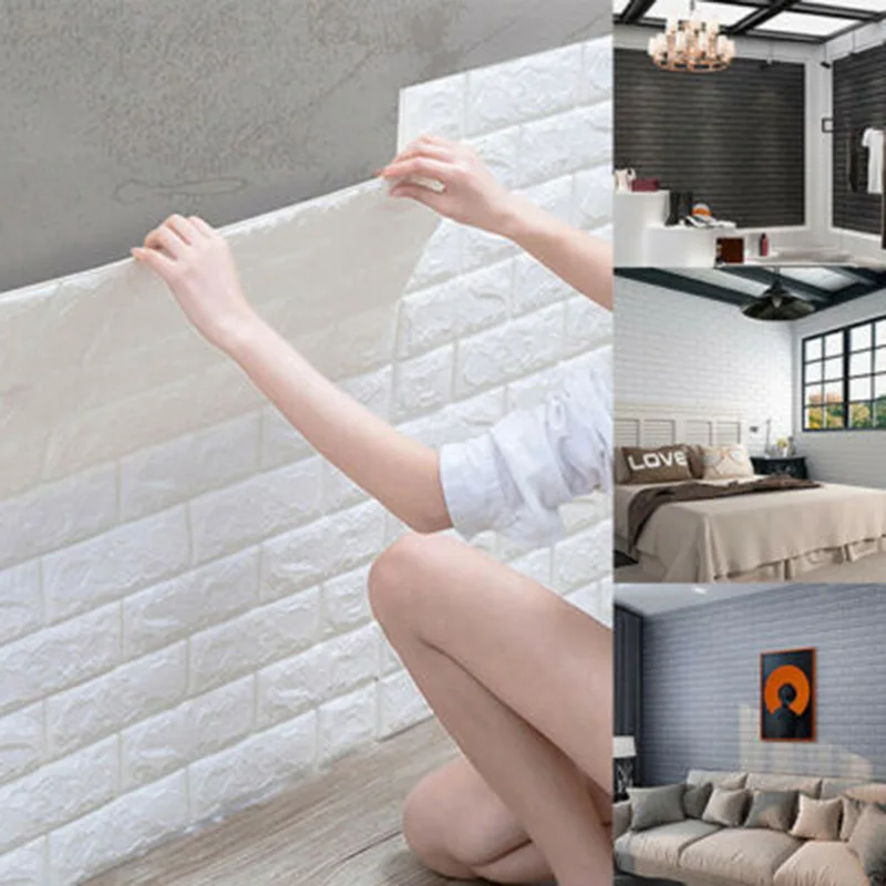 Self-adhesive DIY Brick Foam Board 3D Wall Stickers Embossed Stone Wallpaper Home Decoration Living Room Kitchen | Дом и сад