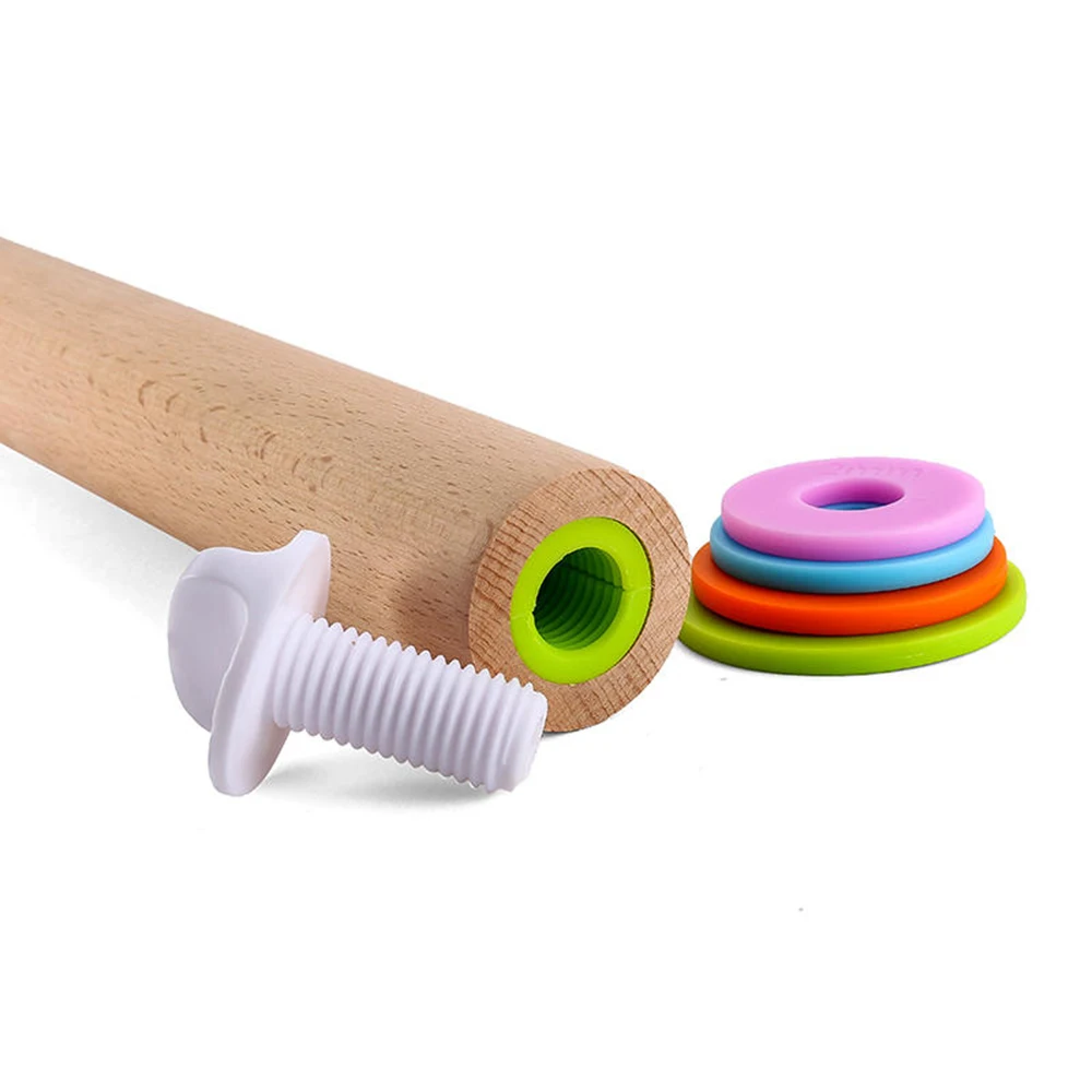

2019 New Useful Adjustable Wooden Christmas Rolling Pin Baking Stick Rolling Fondant Brooches Paste Roll Cake Kitchen Tools