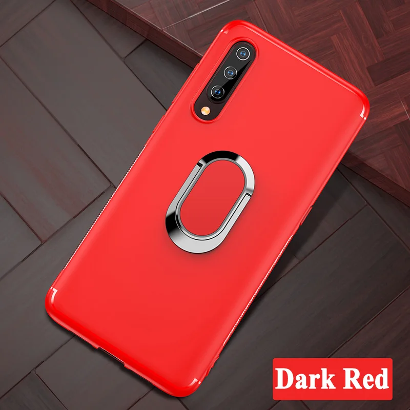 Red Силиконовый чехол Tsimak для Xiaomi mi 9 SE mi 8 mi 6 Red mi Note 7 Pro GO Cover 360 Автомобильный держатель с кольцом на палец противоударный чехол для задней панели телефона - Цвет: Red