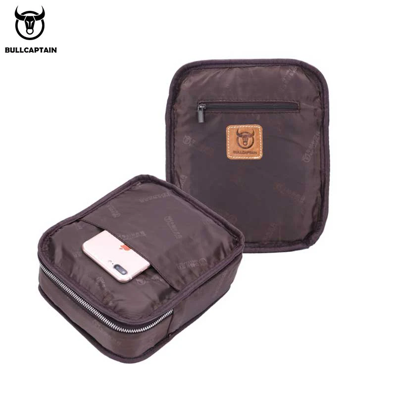 BULLCAPTAIN Men's Shoulder Messenger Bag Leather Casual Classic Multifunctional Long Cover Bag Medium And Small Bag