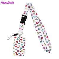 ransitute r1863 color heart painting art creative lanyard badge id lanyard mobile phone rope key lanyard neck straps accessories
