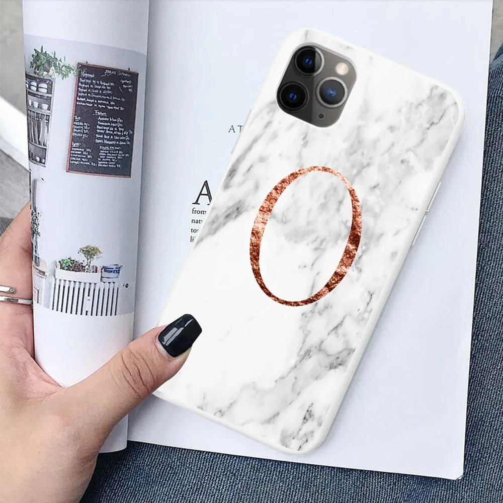 TPU Начальная Буква A B конфетный белый мягкий ТПУ чехол для iPhone 11 Pro MAX 6 7 8Plus XR XS X пользовательское имя сочетание белый чехол под мрамор - Цвет: TPU