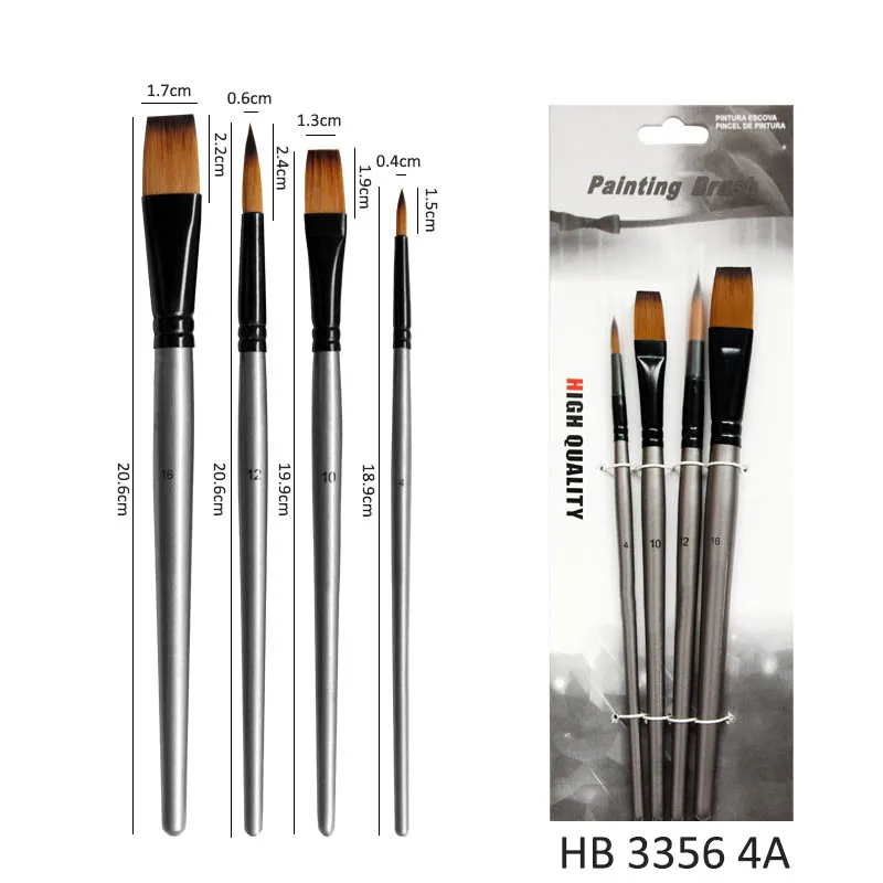 4 шт./компл. алюминиевая трубка серебро высокое качество нейлоновые кисти для