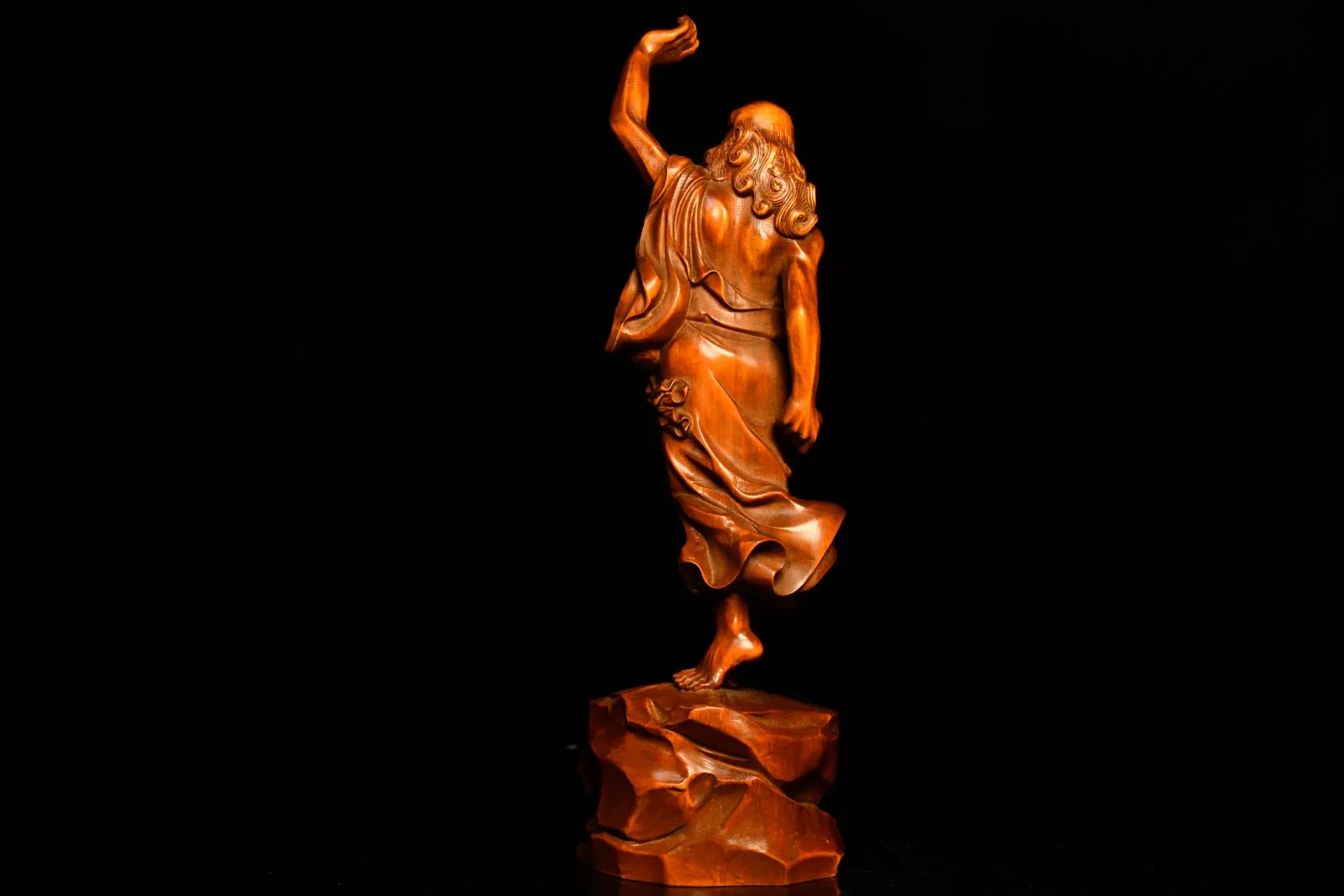 

8"Tibet Temple Collection Old Boxwood Seikos Dharma statue Bodhidharma Office Ornaments Town House Exorcism
