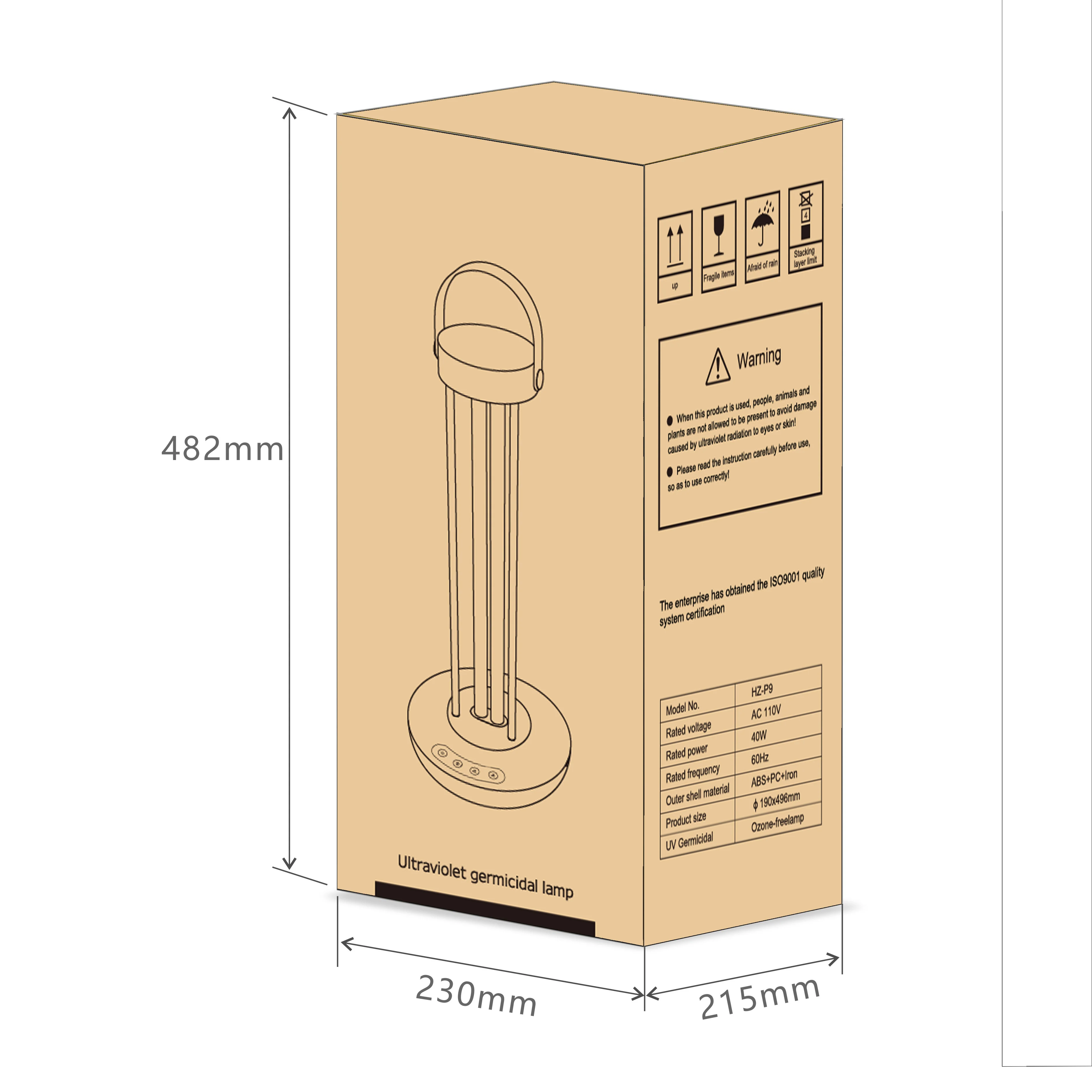 

Factory Hospital UV Portable Disinfection Lamp With Radar 40W UV Lamps Ultraviolet Germicidal Lamp