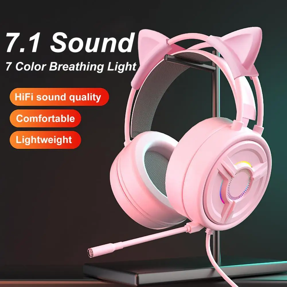 

Cool RGB Breathing light Headset Gamer For PS4 7.1Surround Sound Wired Gaming Headphones With Noise Reduction Microphone For PC
