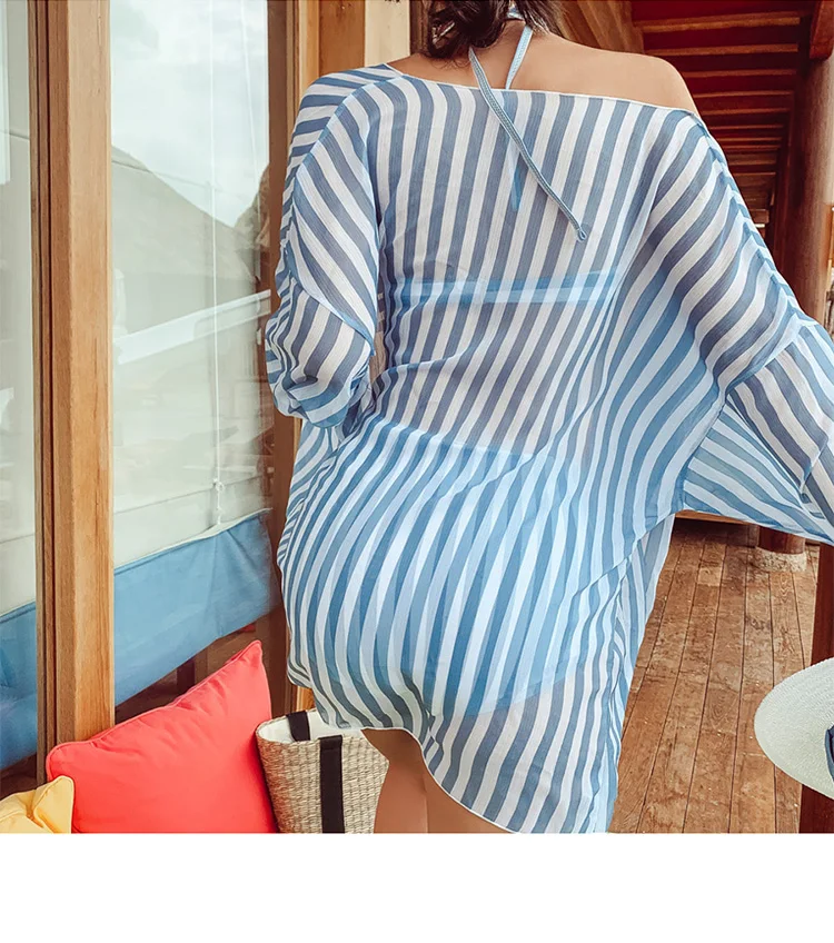 

2020 women bikini set high waisted push up stripped bikini with cover up padded sexy swimsuit summer beach wear maillot de bain