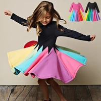 new arrival girls fashion dress rainbow long sleeve dress fashion dress with princess dress style childrens wear party dresses