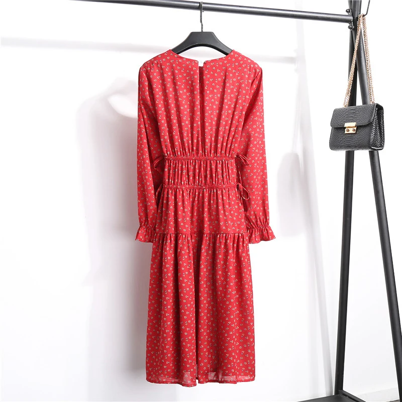 BGTEEVER винтажное платье с круглым вырезом и цветочным принтом женское шифоновое на