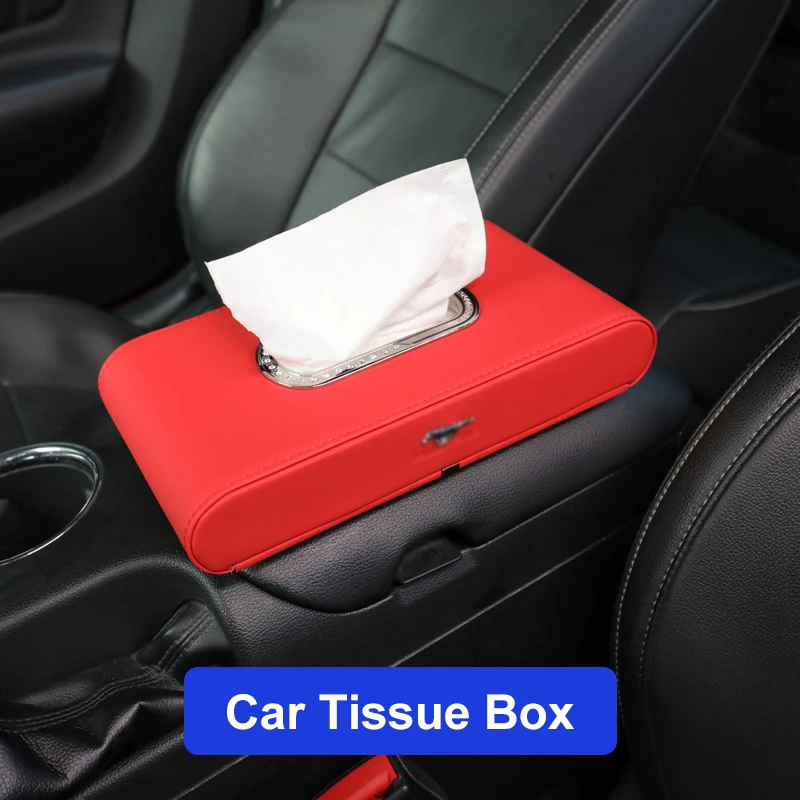 

QHCP Car Tissue Box Holder Napkin Towel Boxes With Temporary Parking Phone Numbers Inside Paper Block Type For Mustang 2015-2020