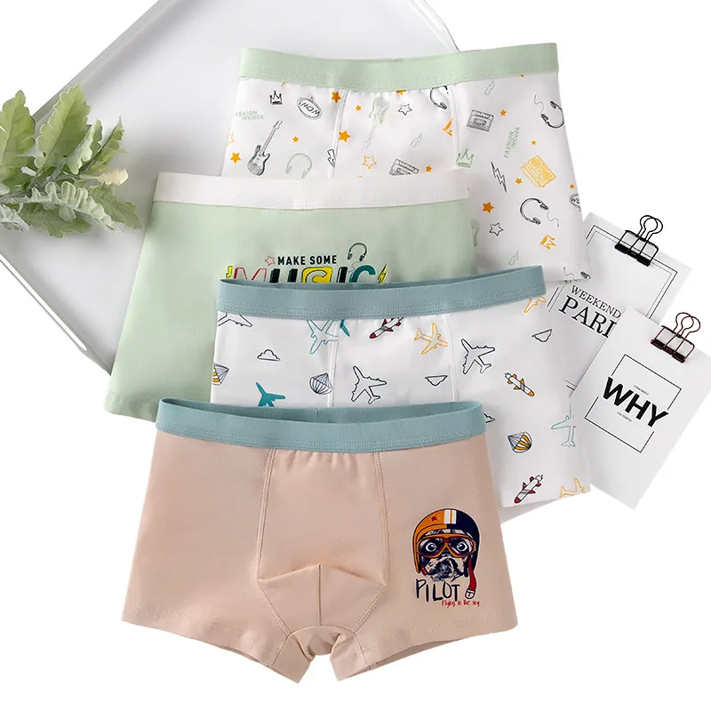 4 шт./лот детское нижнее белье повседневные трусы с мультяшным рисунком для
