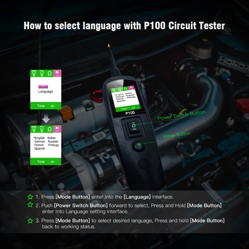 

P100 Power Test Power Probe Electric Circuit Tester Automotive Diagnostic-Tool 6XDB