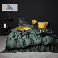 liv esthete dark green 100 silk bedding set healthy pure silk luxury queen king duvet cover flat sheet pillowcase bed linen set