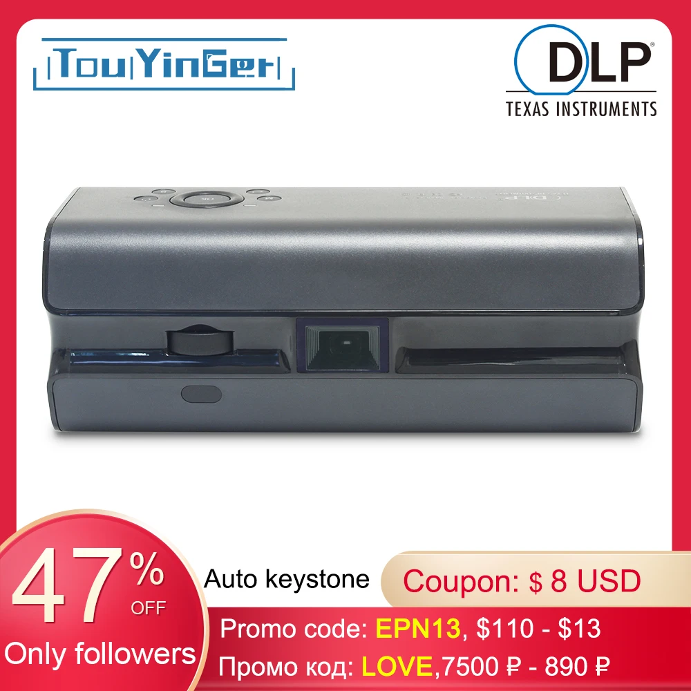 Touyinger K1 DLP Мини карманный проектор 350 ANSI люмен портативный смартфон домашний