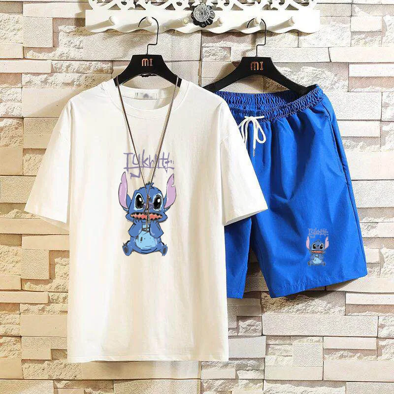 

Men's suit 5-sleeve suit men's summer trend Korean casual couple half sleeve T-shirt suit large