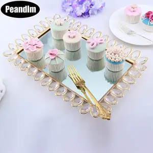 Прозрачные тарелки, подставка для торта, зеркальный поднос для кексов, десертов, инструменты для украшения, поднос для свадебной вечеринки, дня рождения, поднос для домашнего хранения