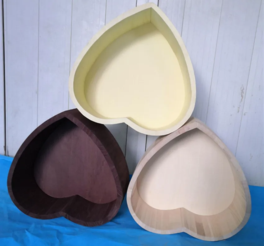

Wholesale Retail Baby Photography Props Wooden Heart Shape Box Bowl Newborn Infants Child Photo Posing Shooting Prop Accessories