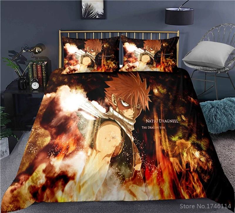 

2/3pcs Twin Full Queen King Size Bedding Set FAIRY TAIL Anime Duvet Cover Pillowcase Set Bed Linens Home Textile for Boys Girls