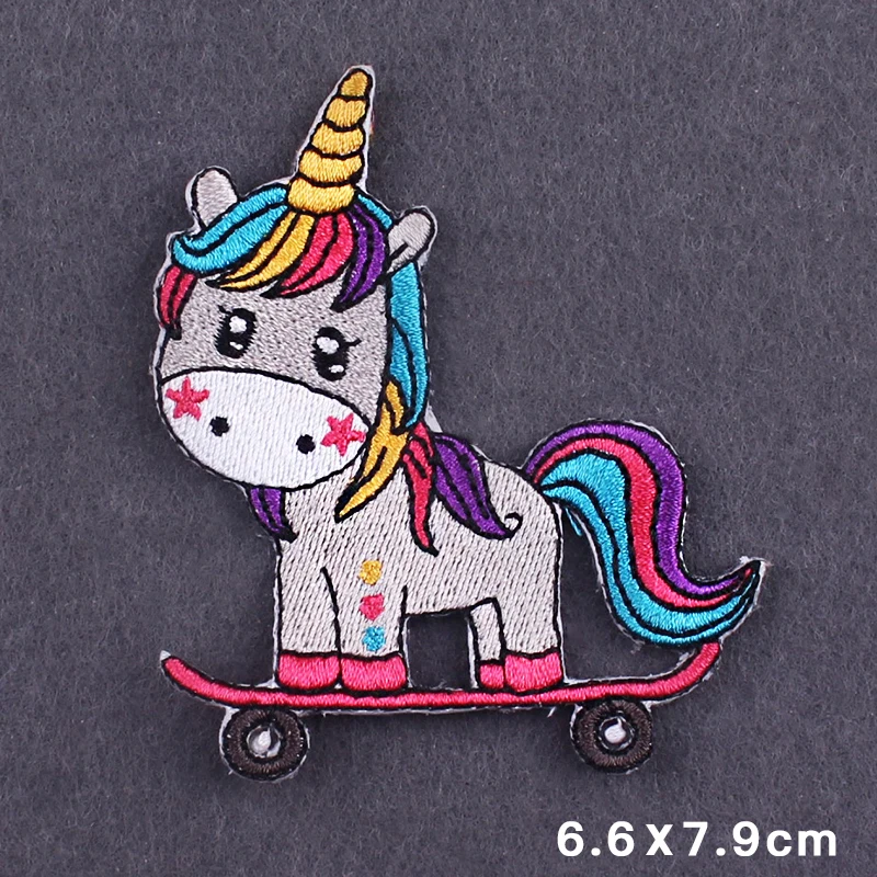 Вышитые нашивки с единорогом для одежды аксессуары утюга аппликация
