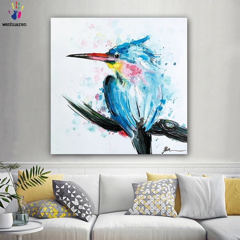 DIY картинки для раскраски по номерам с цветами Синяя Птица Картина Рисунок