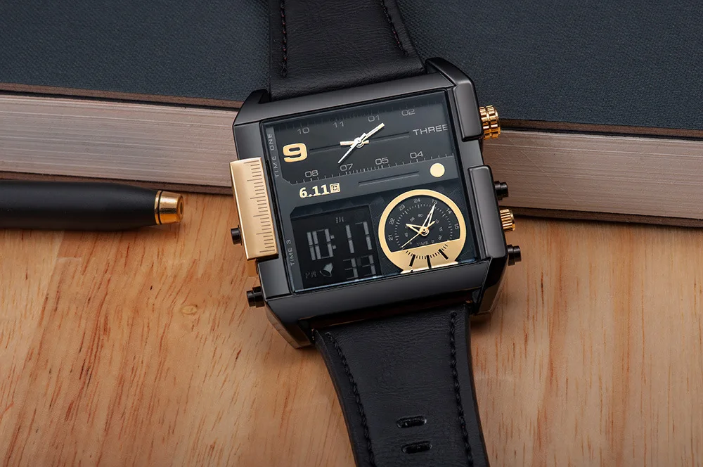 Лидирующий бренд Мужские часы Модные кварцевые мужские s светодиодный цифровой