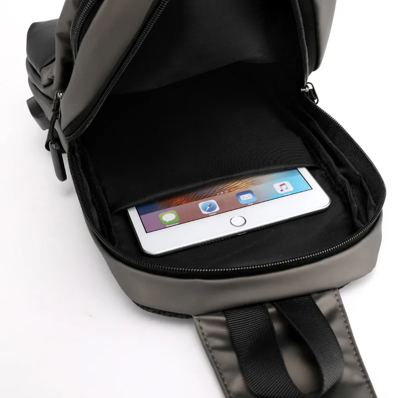 

Trendy Cool Men's Portable Chest Bag USB Charging Chest Bag Diagonal Bag Reflective Strip Small Backpack Sports Travel Bag
