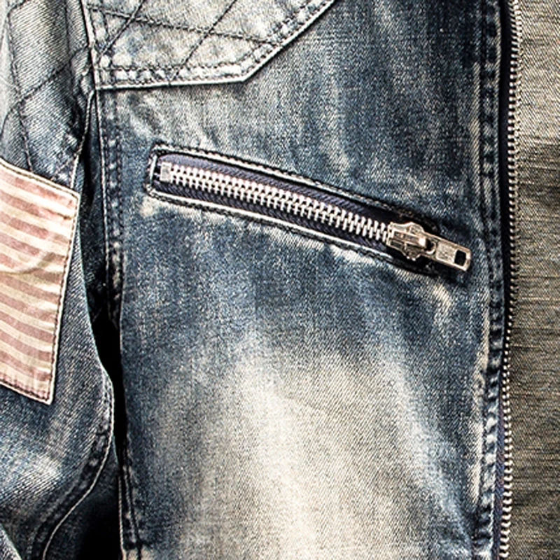 

Personality Mens Denim Jacket Overcoats American Style Fashion Mens Denim Jacket Coats Plus Size XXXL Automotive Streetwear A814