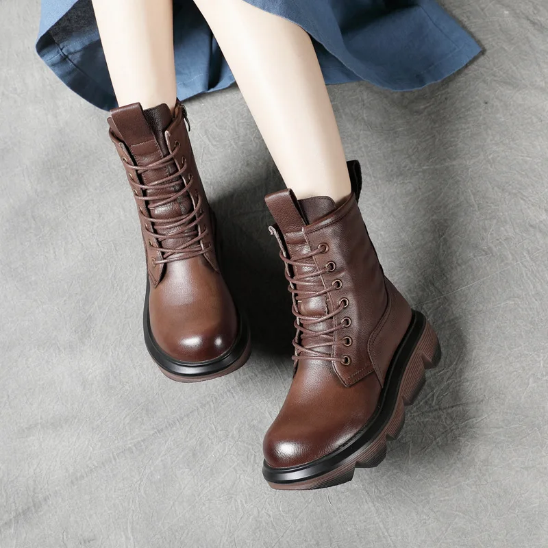 

British Style Leather Martin Boots Women's 2021 Spring and Autumn New Soft-soled Small Short Boots Casual Women's Single Boots A