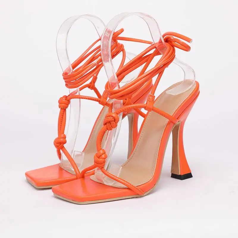 

Женские босоножки на высоком тонком каблуке, сандалии с квадратным носком, большие размеры 35-42, оранжевые, телесные, черные, белые, лето 2021