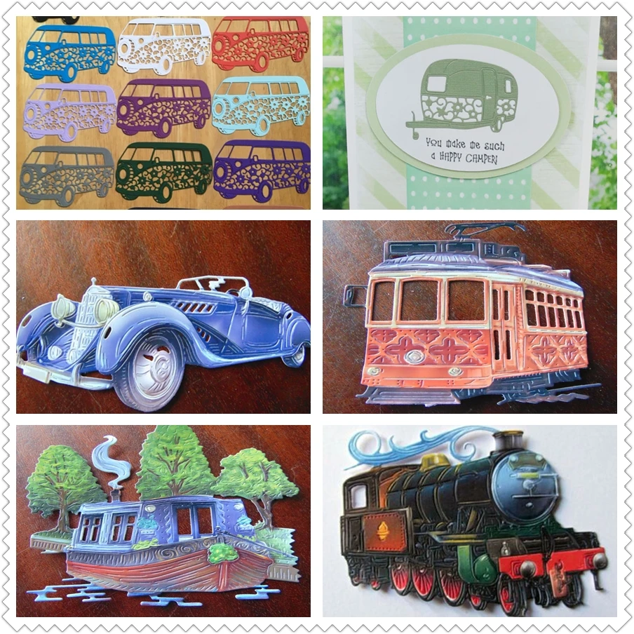 6 шт. популярные классические автомобили автобус трамплин паровой поезд