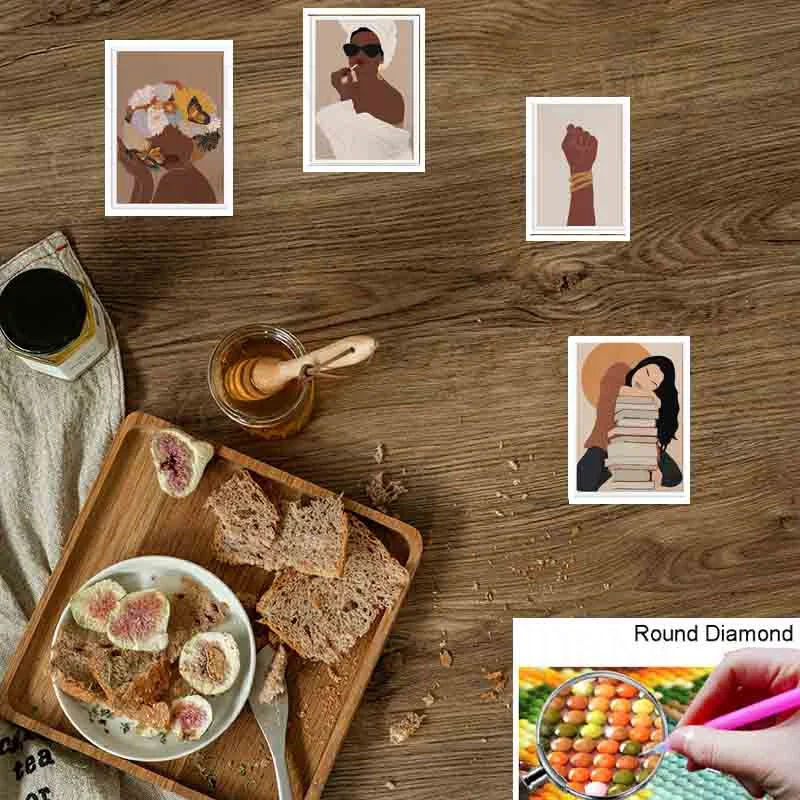 

Diy Diamond Painting African Girl Mingyan Fashion Nordic Style Simple Handmade Square Diamond Round Diamond Home Decoration