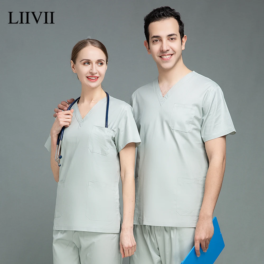 

Лабораторная Пылезащитная рабочая одежда с коротким рукавом, ветеринарные скрабы для домашних животных, униформа для кормления, рабочая од...