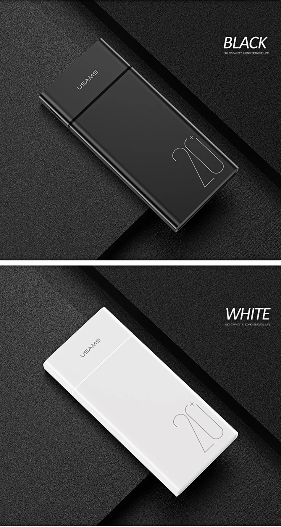 USAMS 20000 мАч Быстрая зарядка банка мощности для Xiaomi Mi 20000 мАч повербанк для iPhone зарядное устройство Внешний аккумулятор зарядное устройство Банк мощности