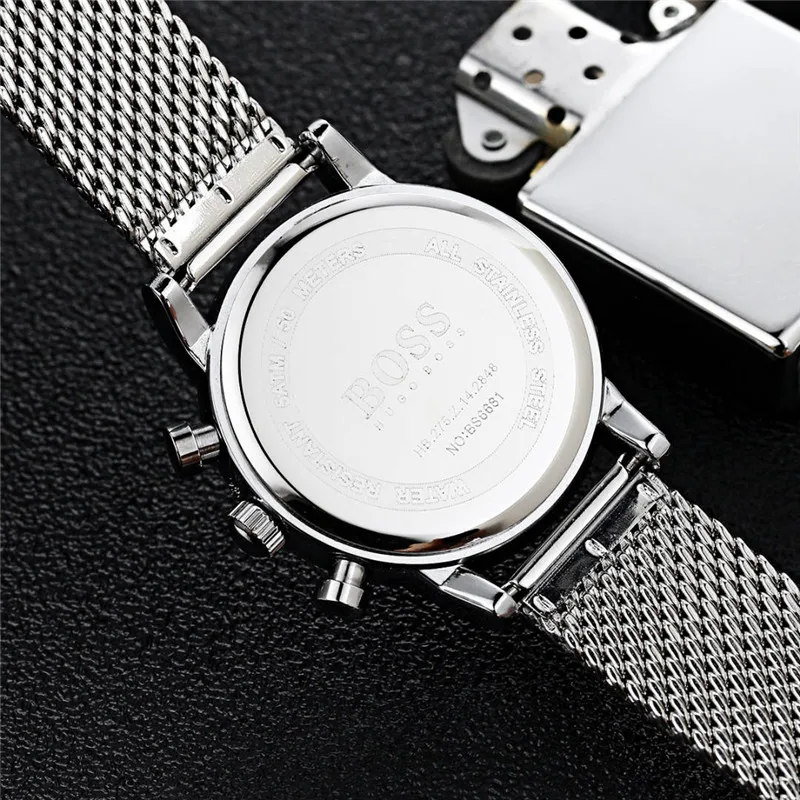 

Luxury Brand quartz women Watches Quartz men Watch Stainless Steel Strap wristwatch classic business dress boss watch 6562