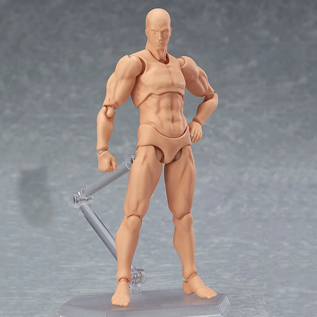skin color(male) 13 см фигурка игрушки художника подвижный мужской женский коллекционный Рисунок ПВХ тело фигурки модель манекен художественный эскиз рисованная фигурка - Цвет: skin color(male)