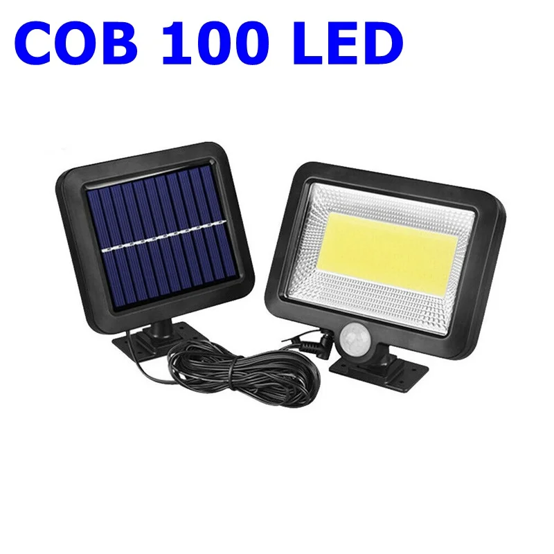 solar100COB LED 56 светодиодный светильник на солнечной батарее, уличный водонепроницаемый IP65 PIR датчик движения, солнечный садовый светильник, настенный светильник с инфракрасным датчиком, светильник - Испускаемый цвет: solar100COB LED