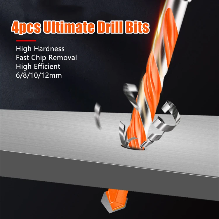 

4Pcs Multifunctional Ultimate Drill Bits Ceramic Glass Punching Hole Working Electric Dril Set Accessory Power Tools 6/8/10/12mm