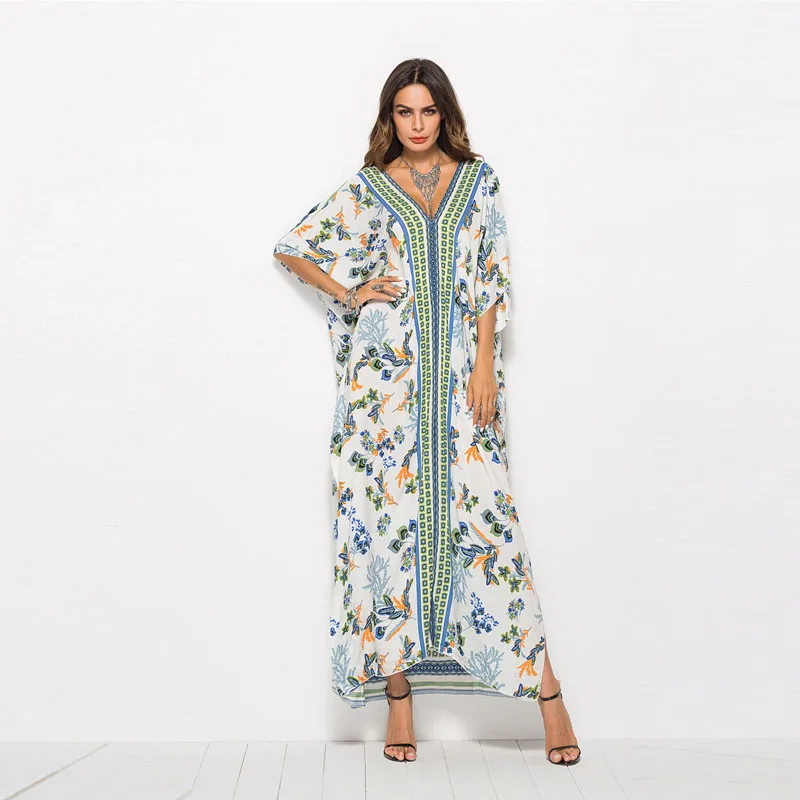 Женское пляжное платье-макси CINESSD повседневное Свободное платье с цветочным