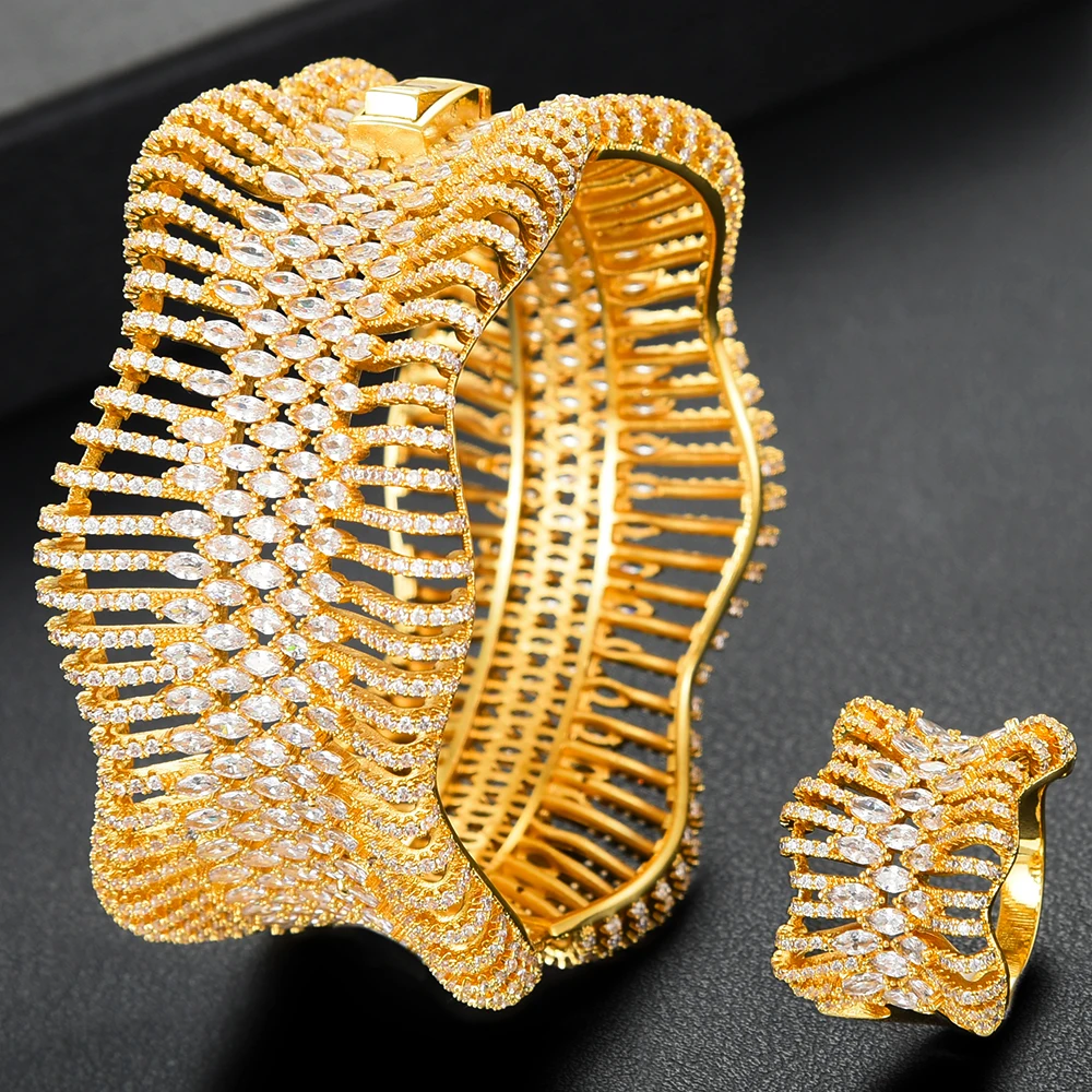 SISCATHY благородный женский большой полый золотой браслет кольцо ювелирный набор