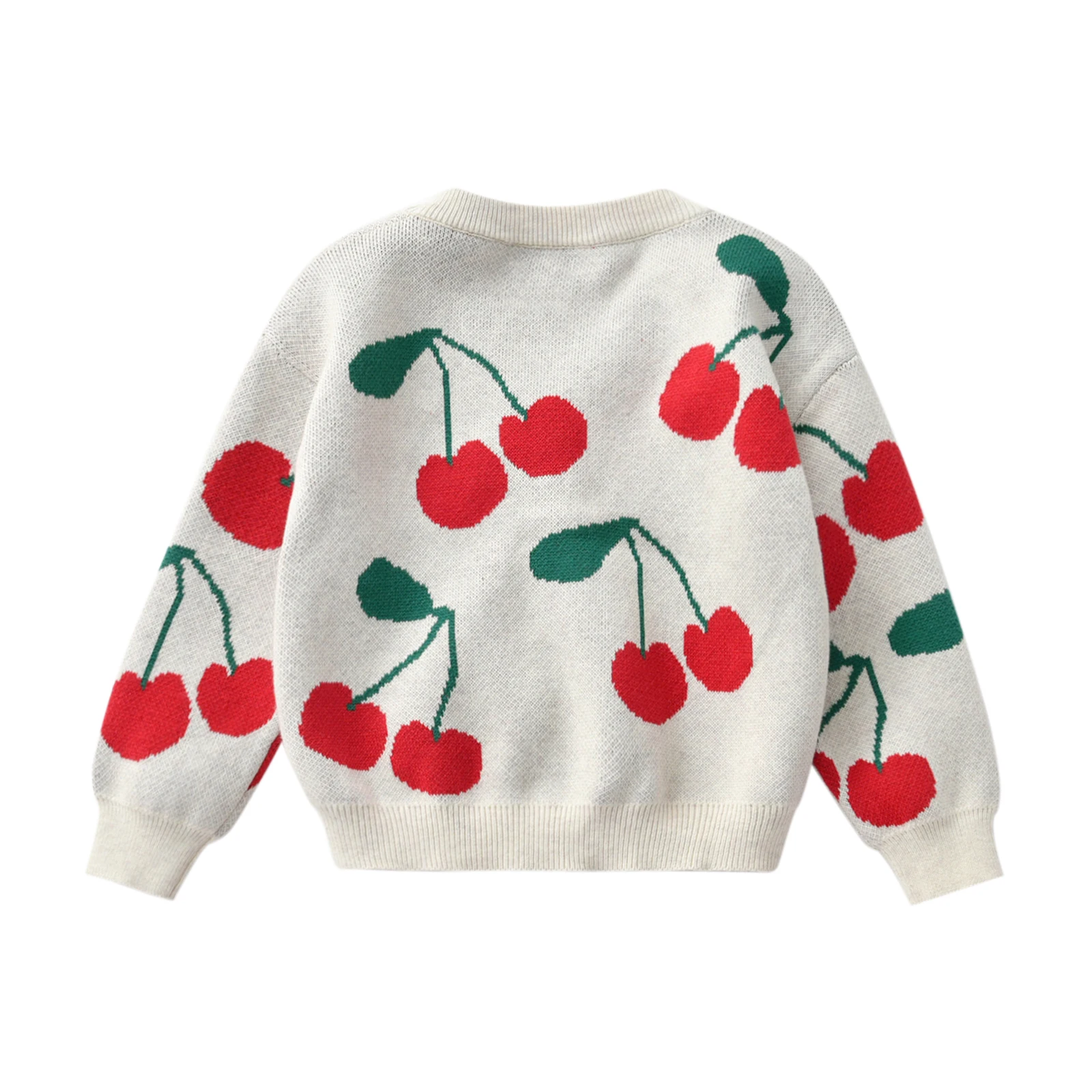 

2020 New Fall Autumn 1-6Y Toddler Kids Baby Girl Cherry Sweater V-Neck Single Breasted Knitted Cardigan Long Sleeve Buttons Top