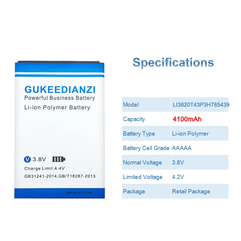 GUKEEDIANZI мобильный телефон аккумулятор LI3820T43P3H785439 для ZTE Blade L3 4100 мАч