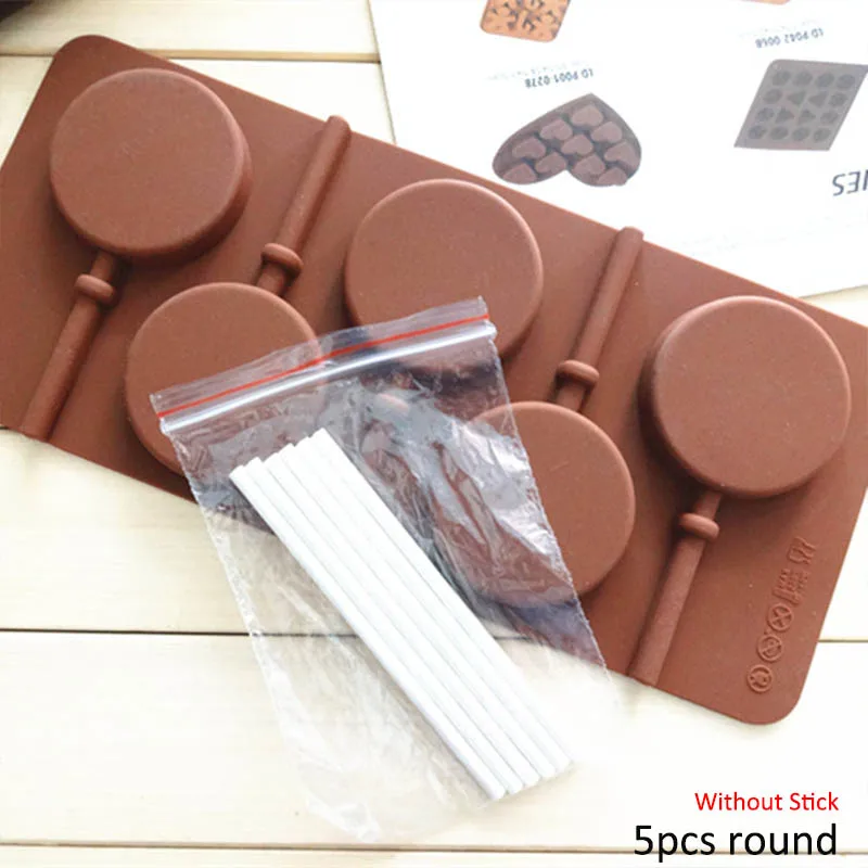 5pcs round 1 шт. многофункциональная пищевая форма DIY аксессуары для выпечки инструменты для украшения торта печенье с мастикой силиконовая форма для леденцов - Цвет: 5pcs round