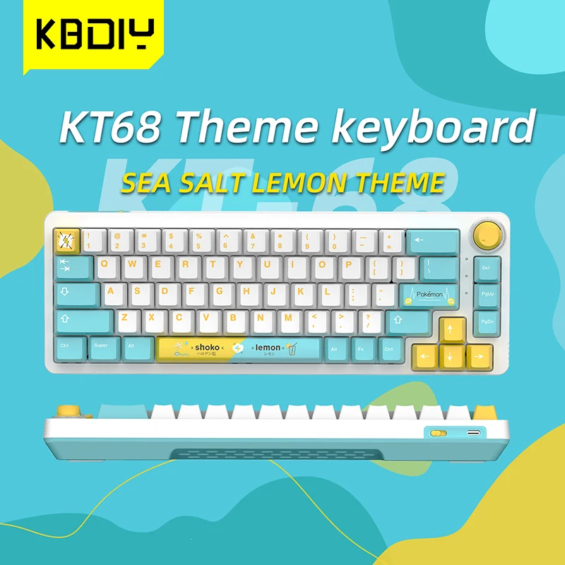 Игровая механическая клавиатура KBDiy KT68 с ручкой Беспроводная Bluetooth 60% подсветкой