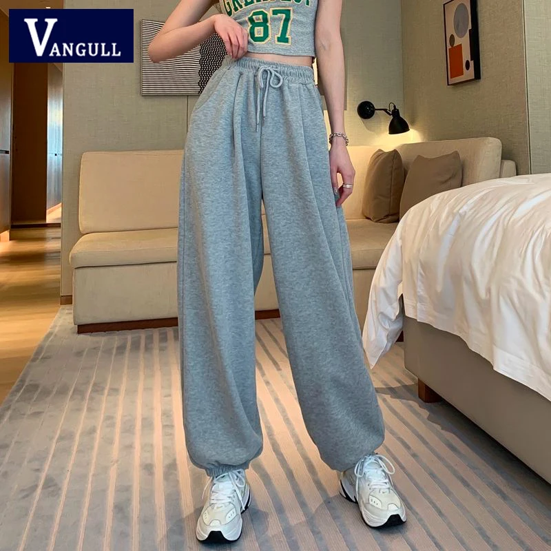 

Vangull Plus Size Women Joggers Grey Sweatpants Women Spring New High Waist Oversized Sweat Harem Pants Casual Korean Trousers