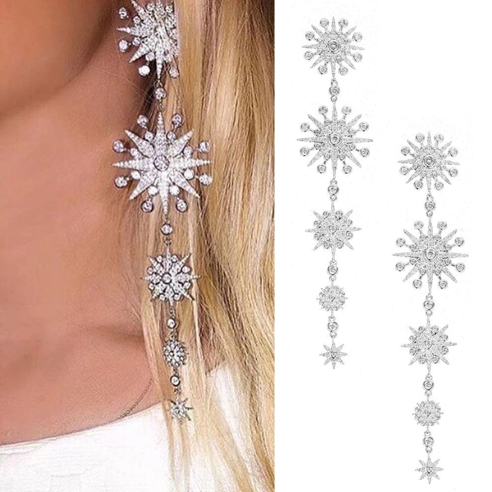 

KellyBola Shiny Brand Fashion Jewelry Long Pendant Earrings Jewelry for Women Bridal Wedding Engagement Super Girlfriend Gift