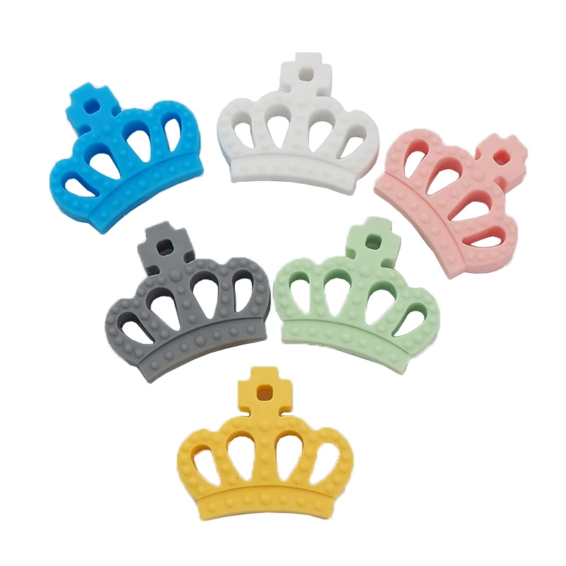 

Chenkai 50PCS BPA Free Silicone Crown Shaped Teethers Food Grade For Baby Dummy Chewable Nursing Pacifier Chain Accessories