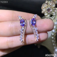 kjjeaxcmy fine jewelry 925 sterling silver inlaid natural tanzanite female earrings ear studs popular support detection