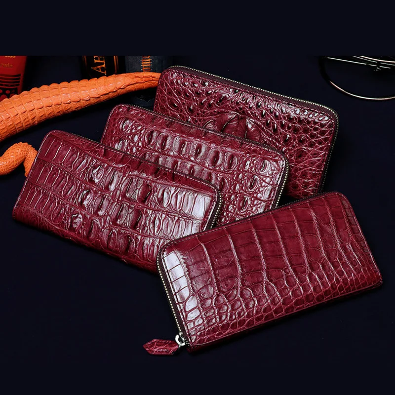 Модный кошелек известного бренда из крокодиловой кожи на молнии для женщин
